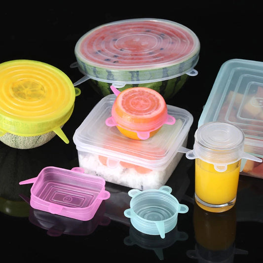 Flexible Lid Silicone Cover Food Wrap Caps Cookware Bowl Fresh Microwave Lids Stretch Silicone Covers For Kitchen Accessories