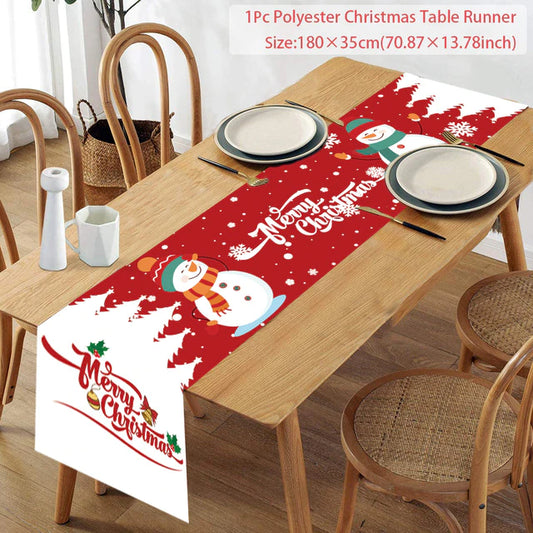 Christmas Table Runner Winter Xmas Holiday Kitchen Dining Table Decoration for New year 2023 Home Party Supplies Noel