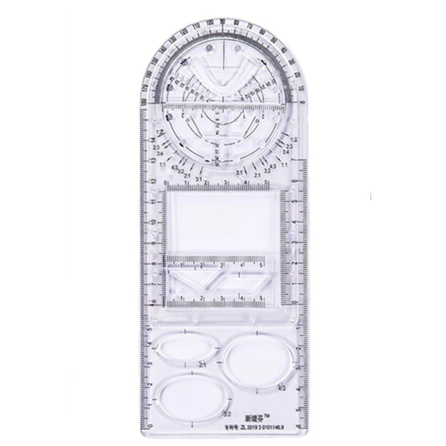 2022 New Multifunction Rotatable Drawing Template Ruler Geometric Measuring Drafting Teaching Ruler Drawing Ruler For Students