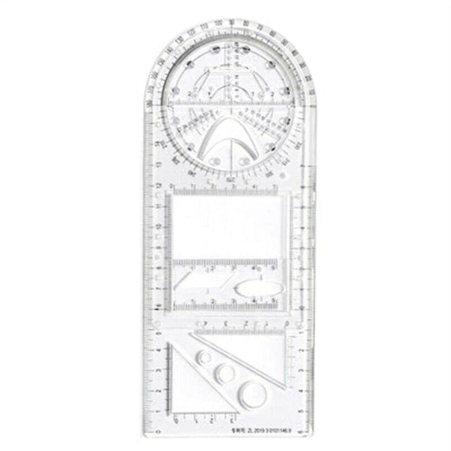 2022 New Multifunction Rotatable Drawing Template Ruler Geometric Measuring Drafting Teaching Ruler Drawing Ruler For Students