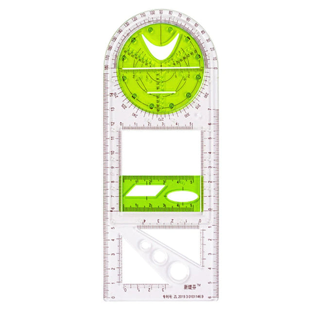 2022 New Multifunction Rotatable Drawing Template Ruler Geometric Measuring Drafting Teaching Ruler Drawing Ruler For Students