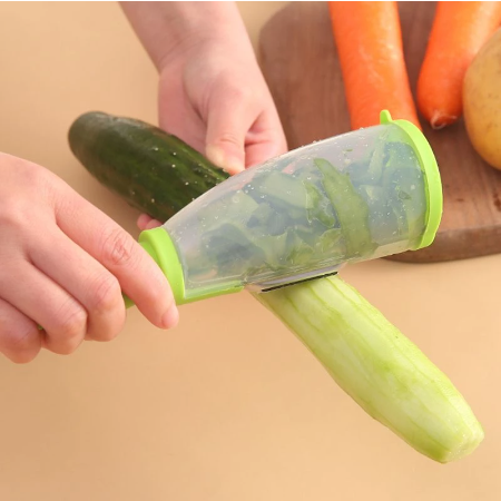 Multi-function fruit and vegetable peel receiving knife