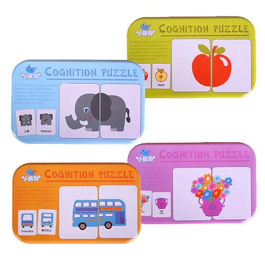 Kids Montessori Baby Early Educational Puzzles Toy Matching Game Cognitive Card Car Fruit Animal Life Puzzle Children Toys