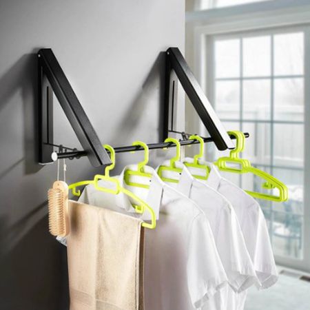 Portable folding clothes hanger wall-mounted retractable household invisible clothes hanger