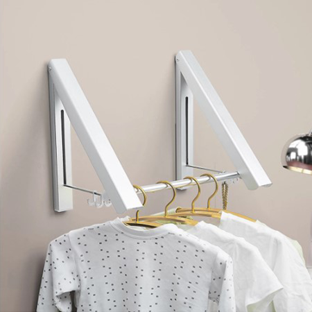 Portable folding clothes hanger wall-mounted retractable household invisible clothes hanger