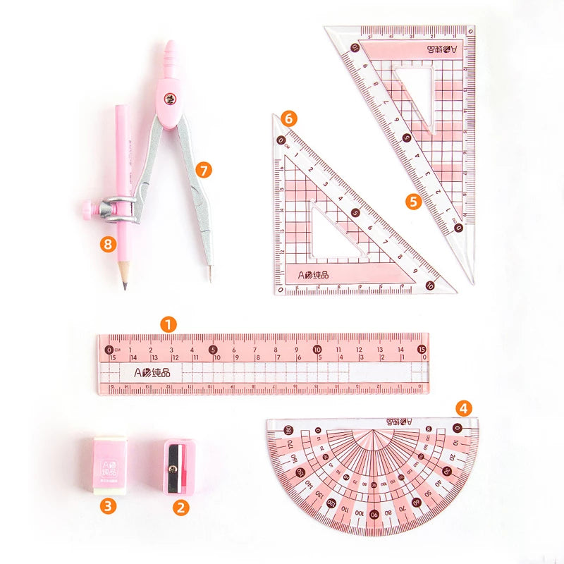 8-piece creative ruler suit,for drafting and drawings.