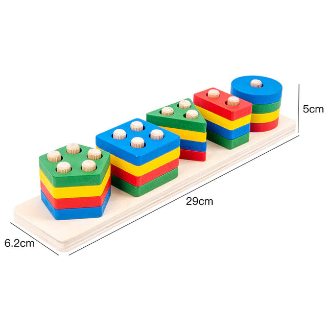 Children's Four-post Geometric Modeling Building Blocks MontessoriToys Macaron JigsawPuzzle Teaching Aids Children's Wooden Toys