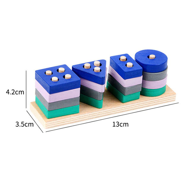 Children's Four-post Geometric Modeling Building Blocks MontessoriToys Macaron JigsawPuzzle Teaching Aids Children's Wooden Toys