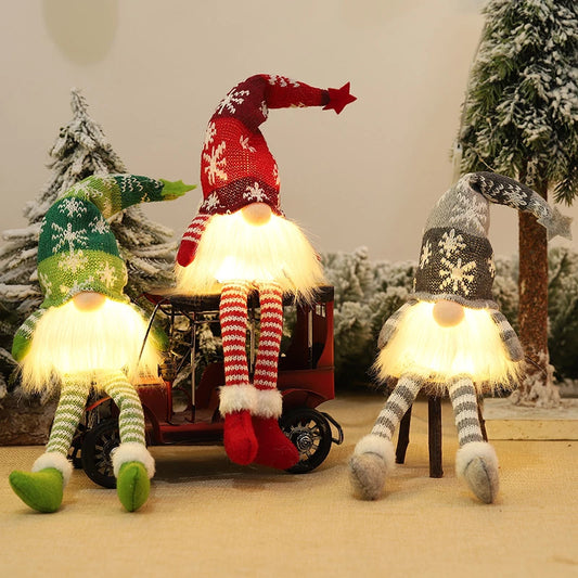 LED light plush knitted Christmas decorations(3 Pack)