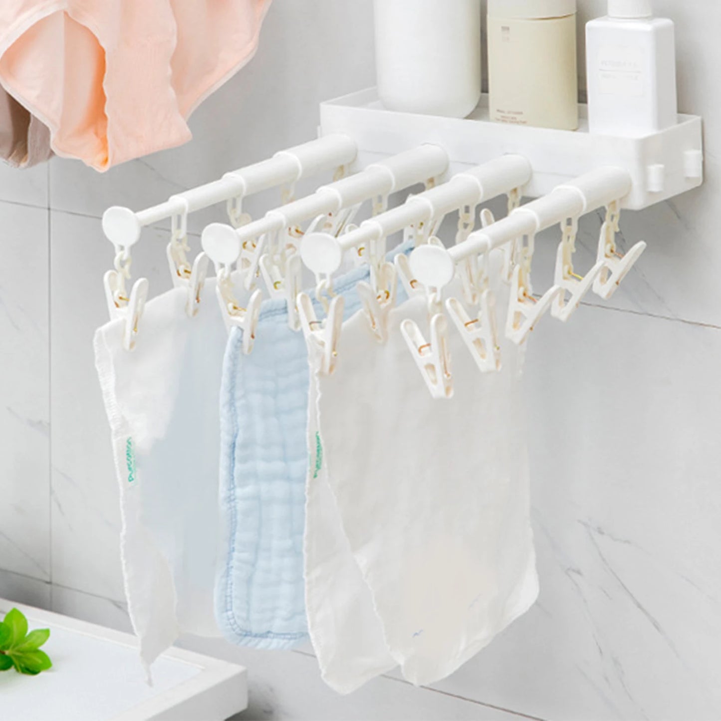 Retractable clothes hanger wall-hanging socks towel shower shelving