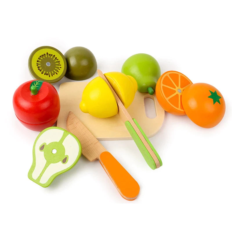 Girl Magnetic Cut Fruit Toy Wooden Simulation Pretend Play House Cut Vegetable Cooking Game Set Child Enlightenment Fun Toy Gift