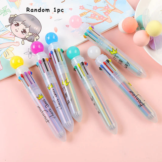 2 multi-color ball point pens 0.5mm retractable ball point pens 10 in 1 color shuttle pens